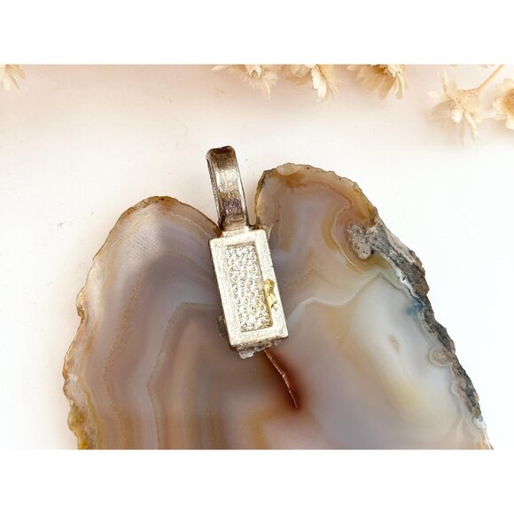 Polished Sliced Agate Geode Crystal Freeform Large Gold Toned Vintage Pendant - Picture 4 of 14